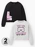  image of v-by-very-girls-long-sleevenbspgaming-t-shirts-nbsp2-packnbsp--multi