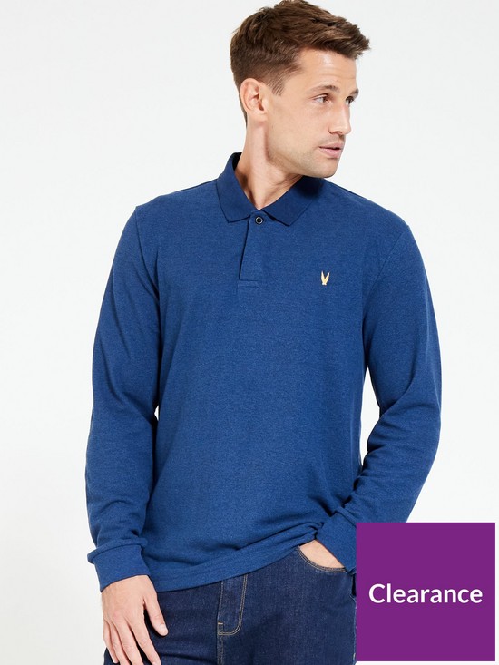 front image of everyday-long-sleeve-pique-polo-navy