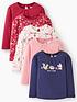  image of v-by-very-girls-5-pack-long-sleeve-floral-woodland-t-shirts-multi
