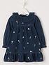  image of mini-v-by-very-girls-frill-collar-embroidered-long-sleeve-cord-dress-navy