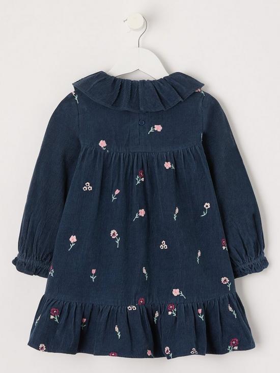 back image of mini-v-by-very-girls-frill-collar-embroidered-long-sleeve-cord-dress-navy