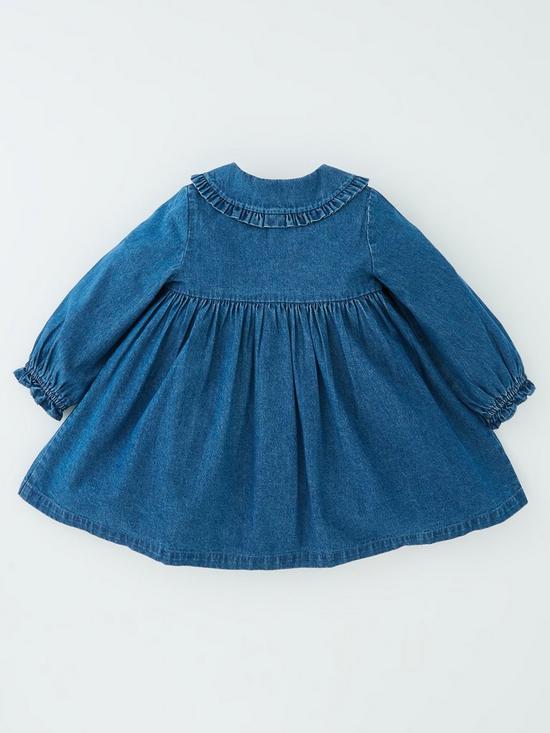 back image of mini-v-by-very-girls-peter-pan-collar-long-sleeve-denim-dress-blue