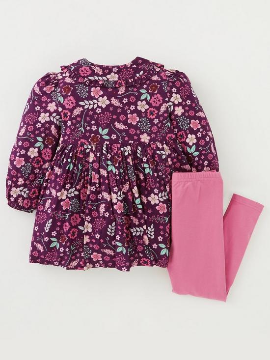 back image of mini-v-by-very-girls-floral-twill-dress-and-legging-set-multi