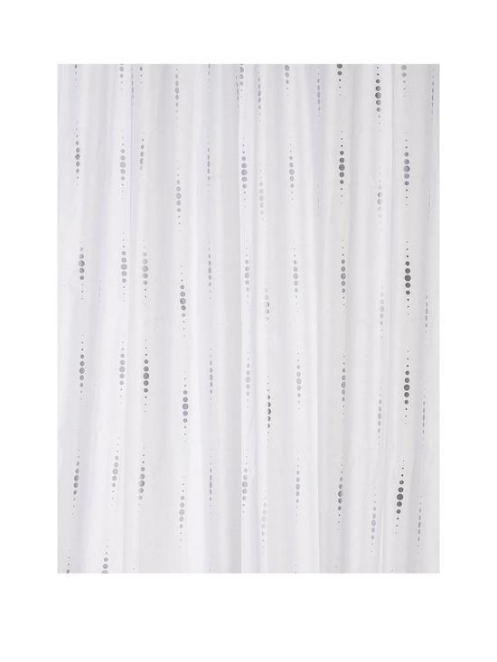 front image of croydex-silver-dotty-shower-curtain