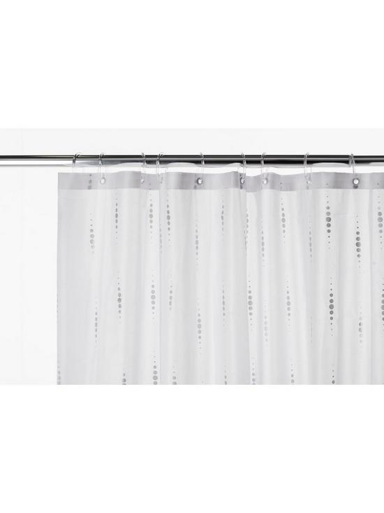 stillFront image of croydex-silver-dotty-shower-curtain