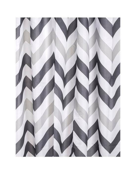 front image of croydex-two-tone-chevron-shower-curtain