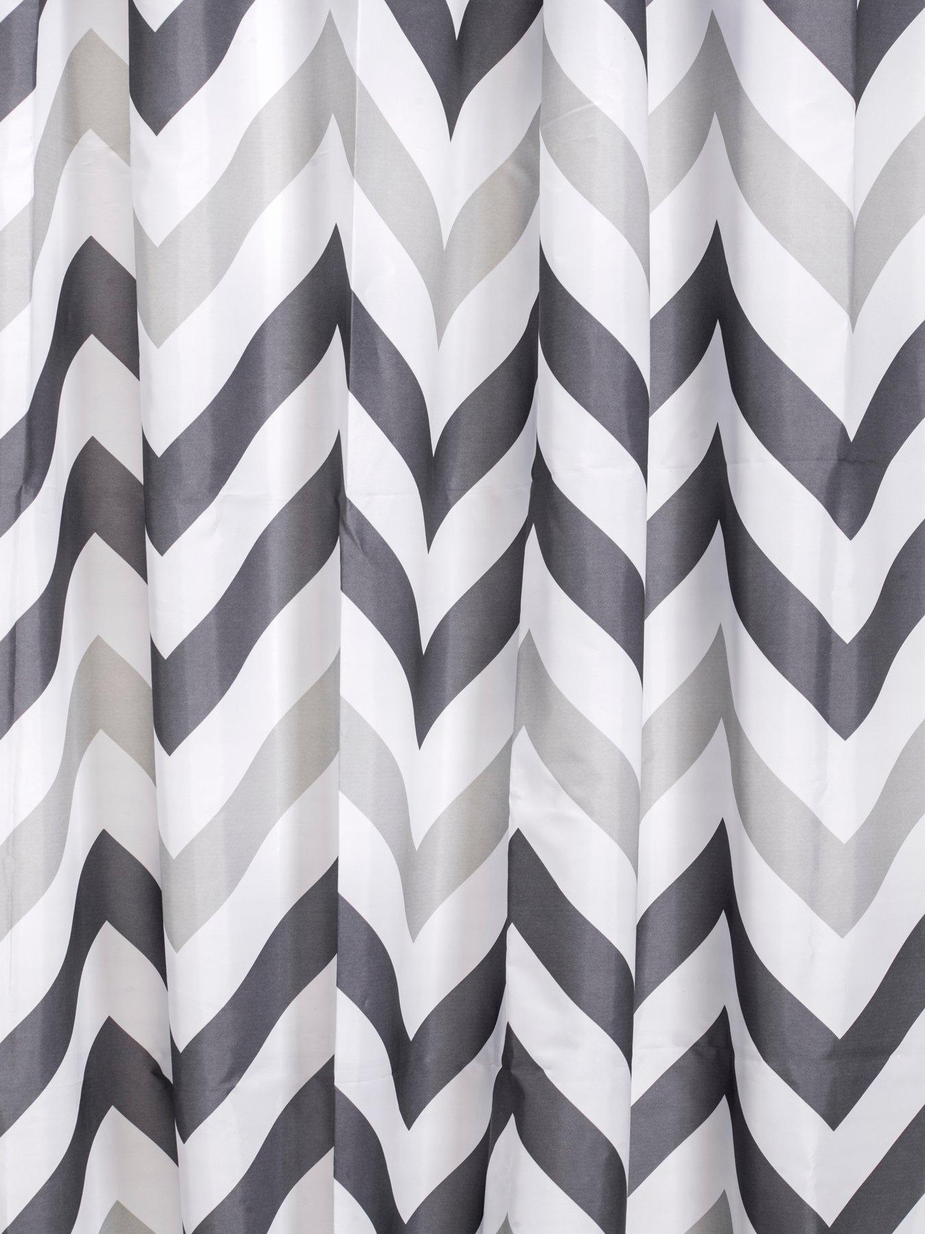 Image 2 of 4 of Croydex Two-Tone Chevron Shower Curtain