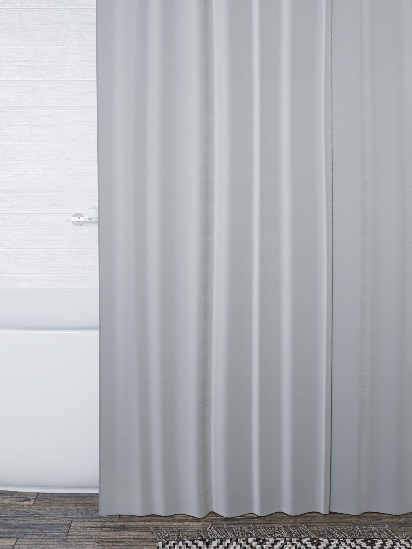 croydex-plain-grey-textile-shower-curtain