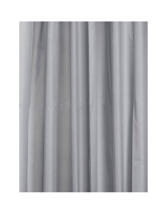 front image of croydex-plain-grey-textile-shower-curtain