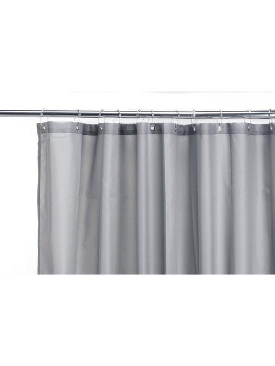 stillFront image of croydex-plain-grey-textile-shower-curtain