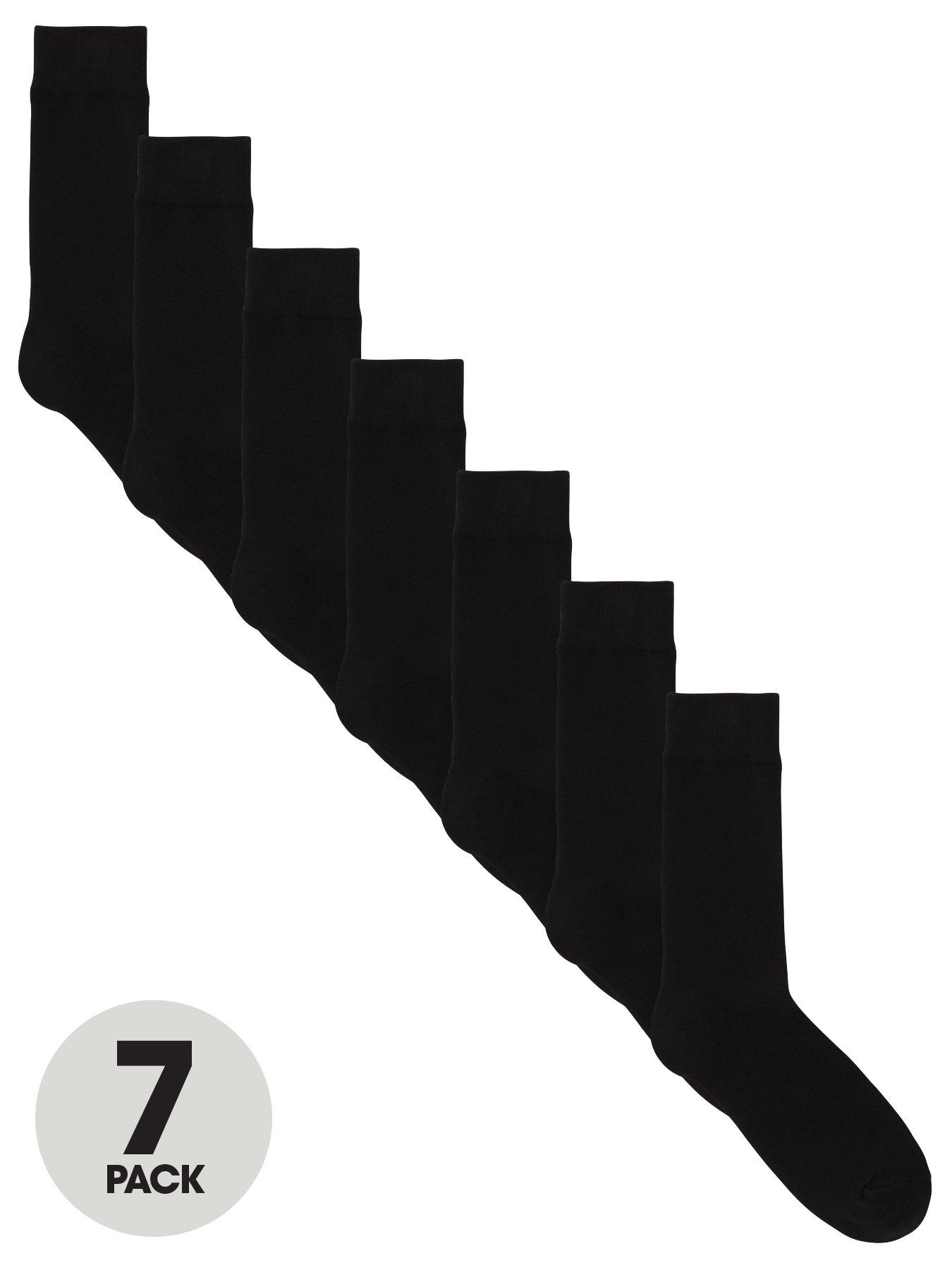 undefined 7 Pack Plain Black Socks - Black