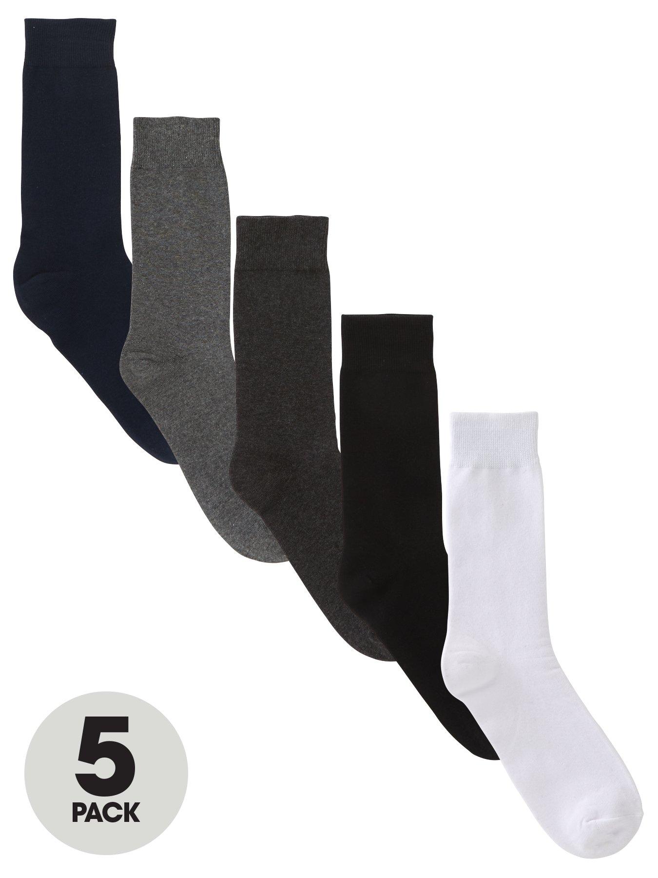 Image 1 of 3 of The Very Collection 5 Pack Cotton Rich Plain Socks - White/Black/Charcoal/Grey Marl/Navy