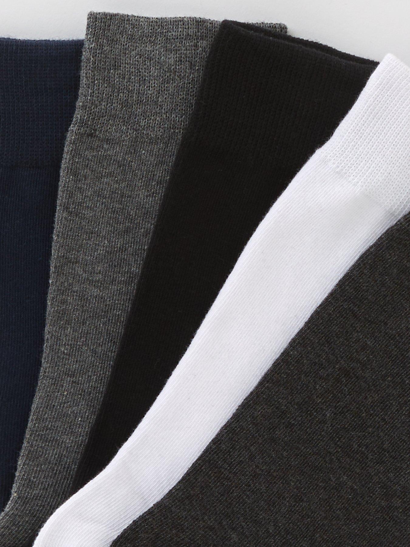 Image 3 of 3 of The Very Collection 5 Pack Cotton Rich Plain Socks - White/Black/Charcoal/Grey Marl/Navy