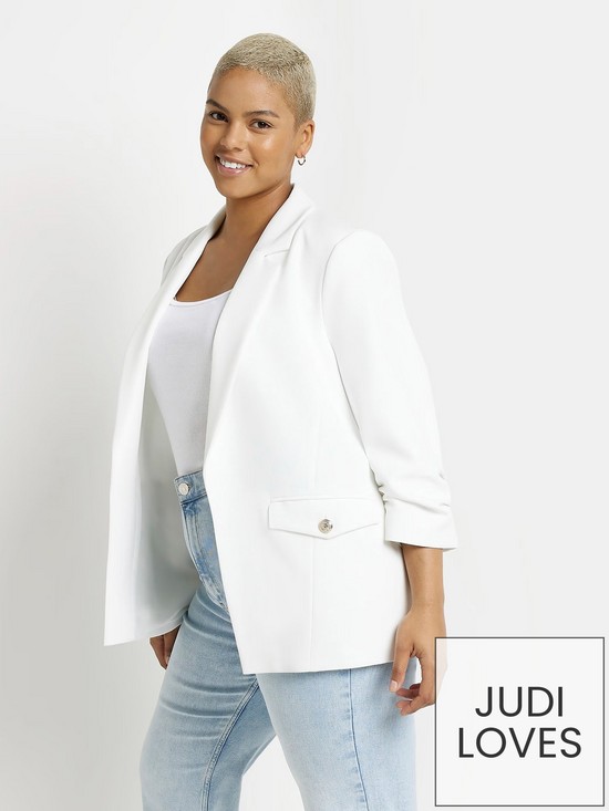 front image of ri-plus-pocket-detail-blazer-white