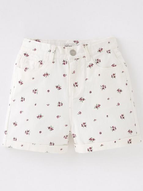 little-pieces-girls-elli-floral-printed-denim-shorts-white
