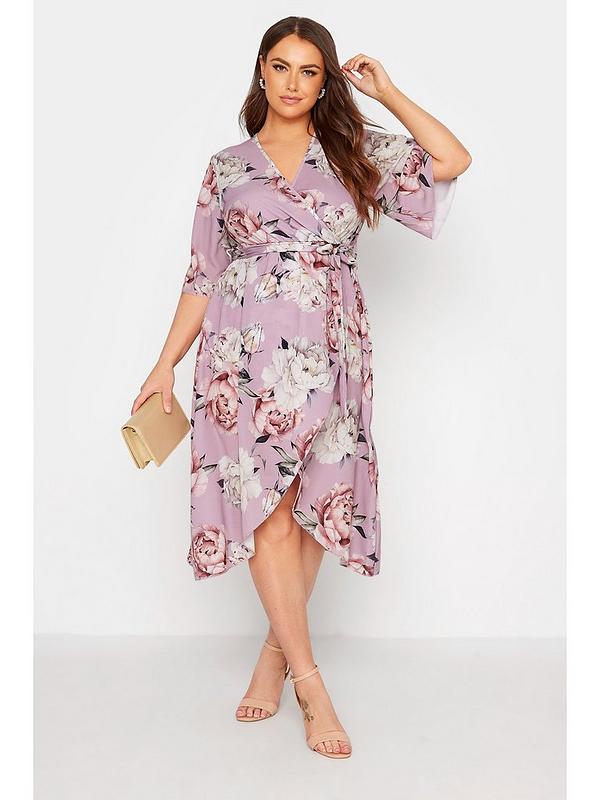 Yours London Floral Wrap Dress - Pink ...