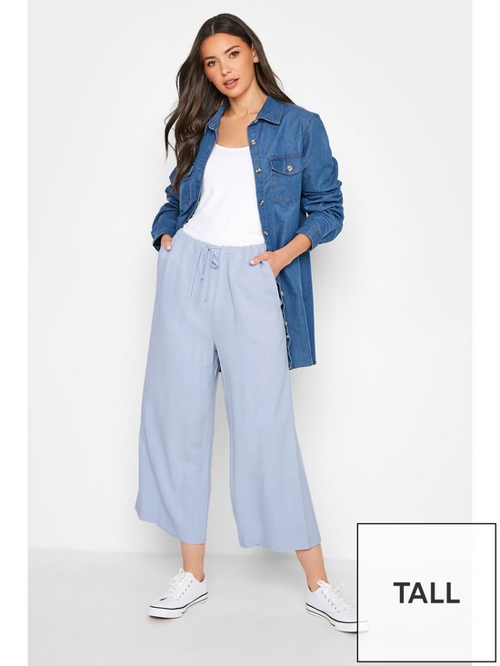 back image of long-tall-sally-linen-blend-cropped-trousers-light-blue