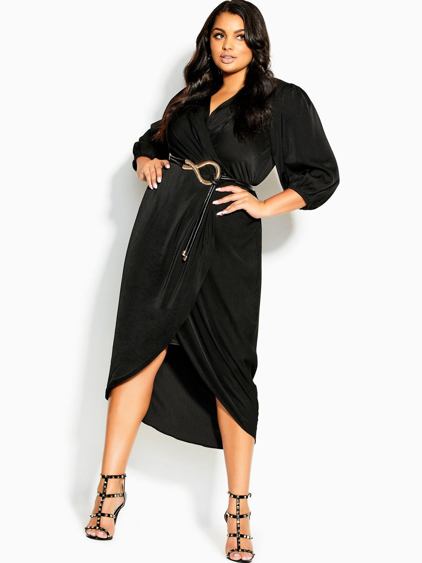 City chic best sale black wrap dress