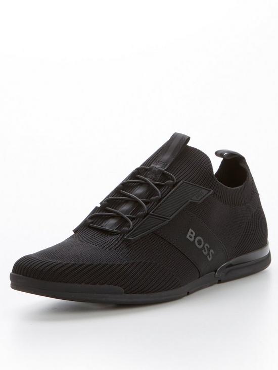 stillFront image of boss-saturn-knit-trainers-black