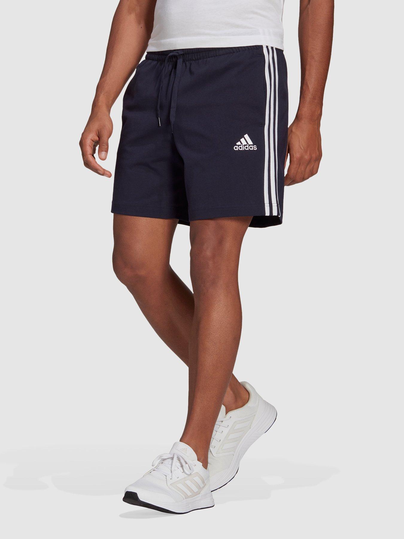 Adidas 3 stripe deals jersey shorts mens