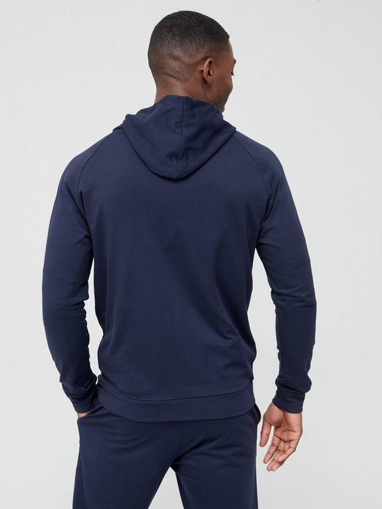 stillFront image of boss-bodywear-authentic-lounge-zip-through-hoodie-dark-blue