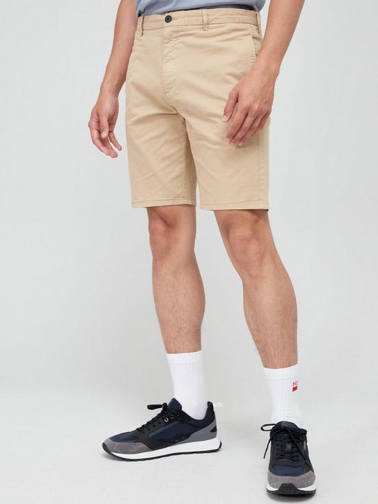 front image of hugo-david-jersey-shorts-medium-beige