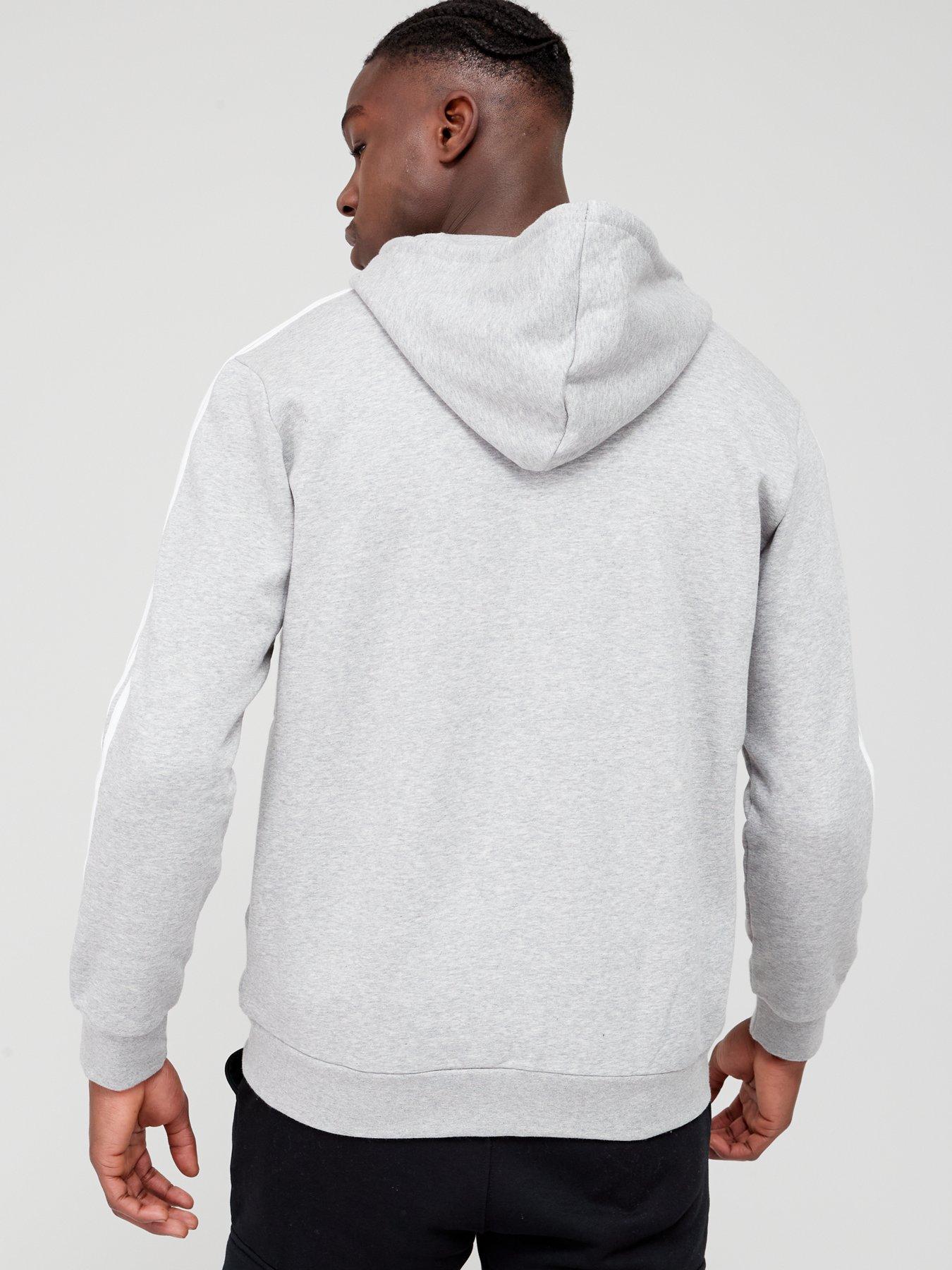 adidas originals floating 3 stripe hoodie in grey