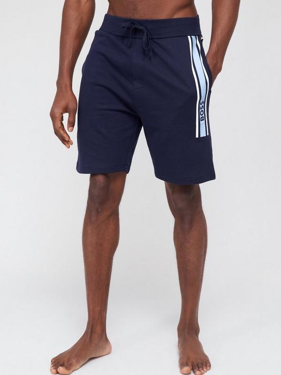 front image of boss-bodywear-authentic-lounge-shorts-dark-blue
