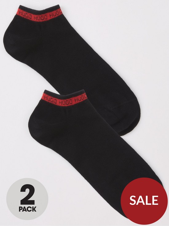 front image of hugo-bodywearnbsptrainer-liner-socks-2-pack-black