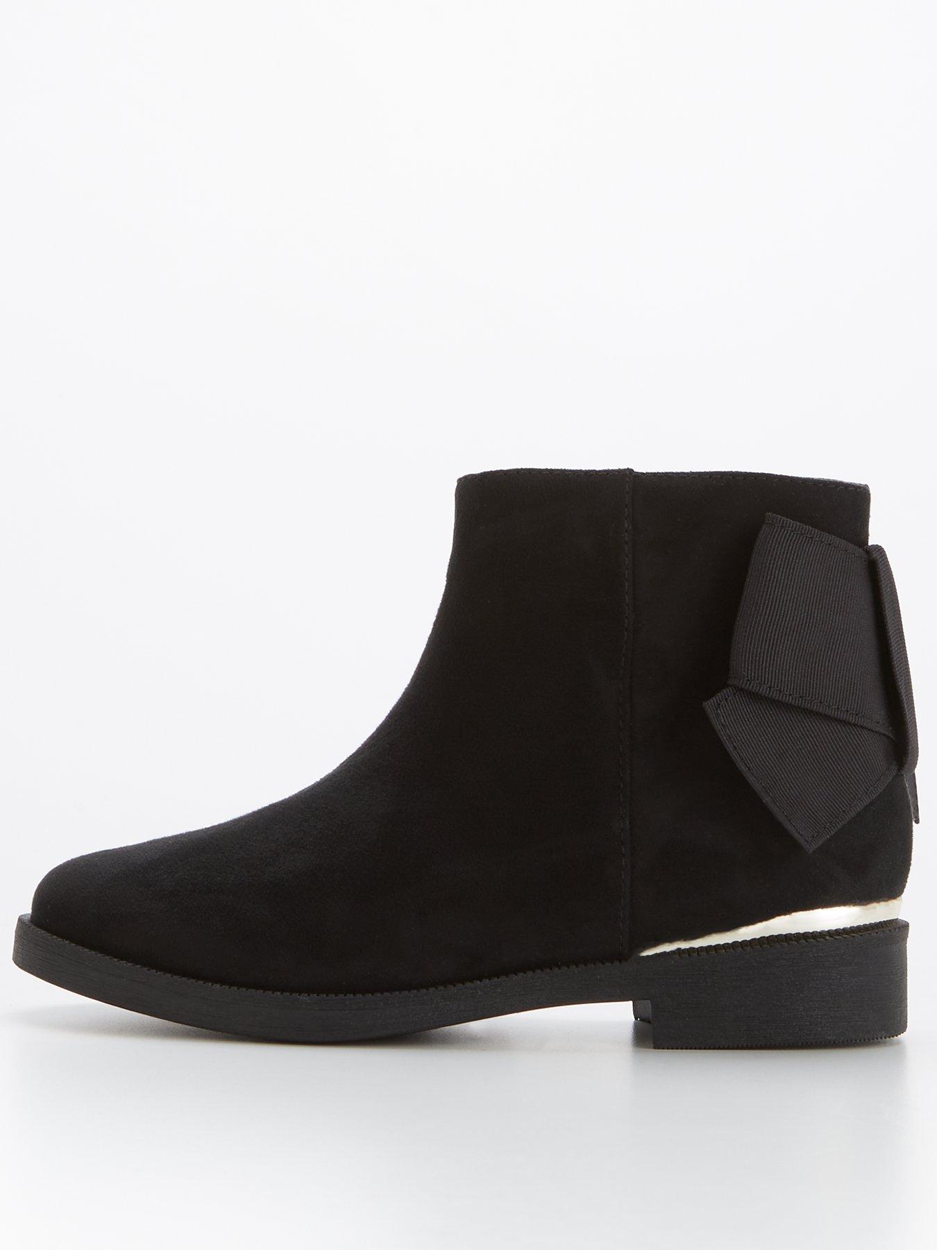 front image of everyday-older-girls-bow-back-ankle-boot-black