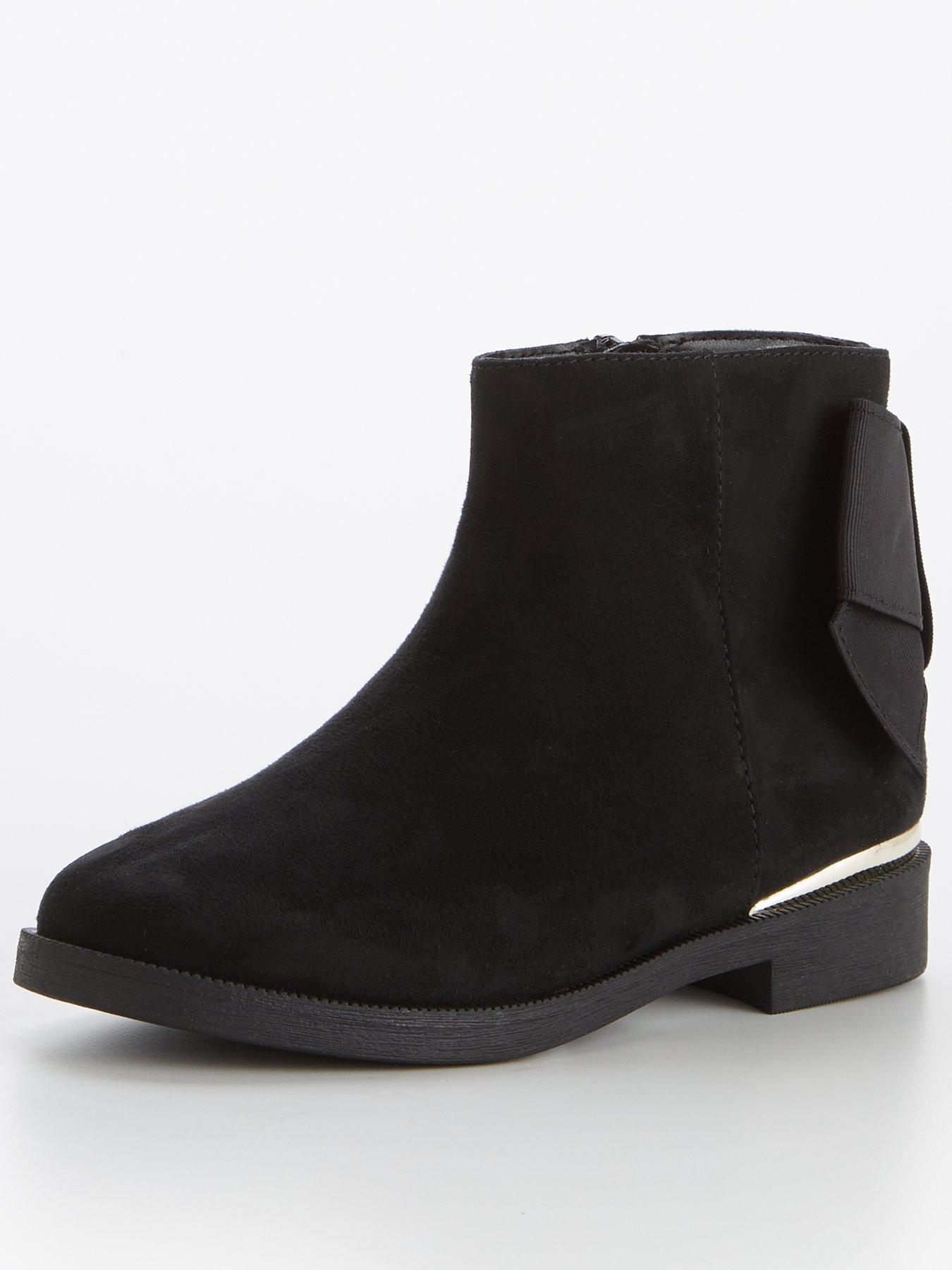  image of everyday-older-girls-bow-back-ankle-boot-black
