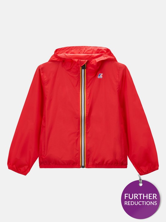 front image of k-way-kid-claude-hooded-jacket-red