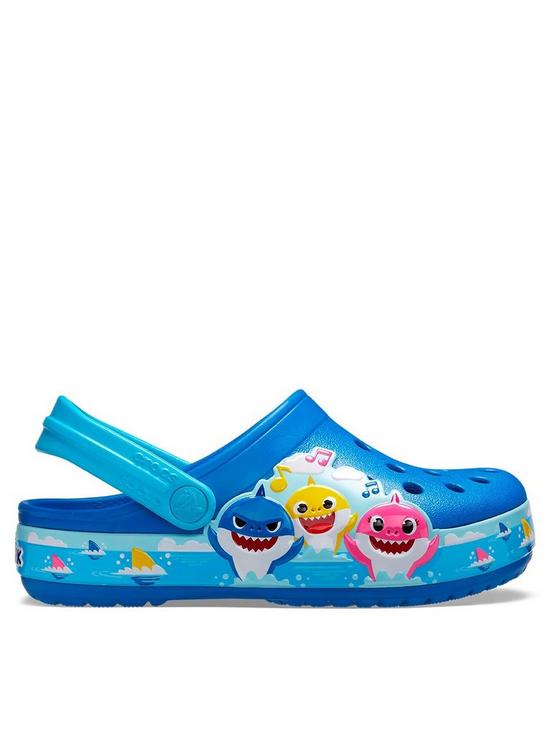 front image of crocs-kids-baby-shark-blue