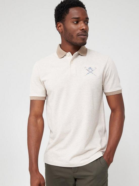 front image of hackett-large-floral-logo-polo-shirt