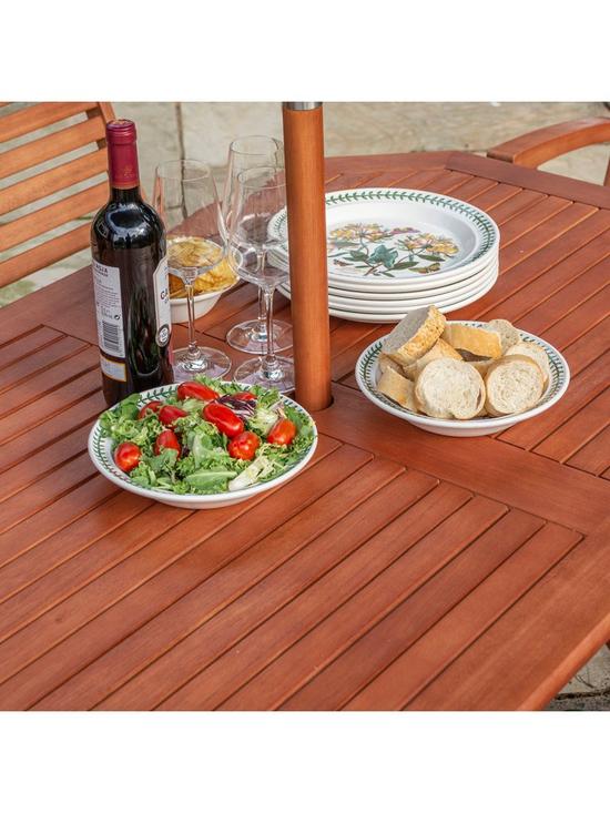 stillFront image of rowlinson-plumley-outdoor-diningnbspset-withnbspcushionsnbspparasol-and-15kg-base-grey