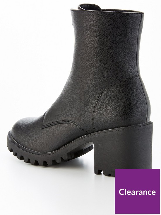 stillFront image of v-by-very-zip-front-chunky-heel-ankle-boot-black