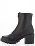  image of v-by-very-zip-front-chunky-heel-ankle-boot-black