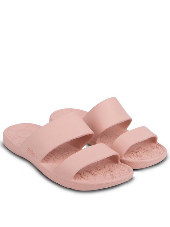 front image of totes-ladies-solbounce-double-strap-slide-sandals-pink