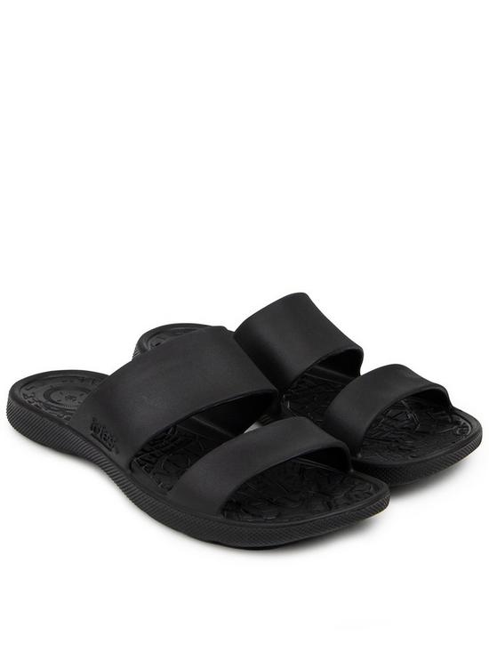 front image of totes-ladies-solbounce-double-strap-slide-sandals-black