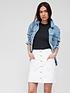  image of v-by-very-denim-button-through-skirt-white