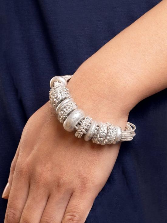 stillFront image of bibi-bijoux-silver-paveacute-ring-multi-chain-bracelet