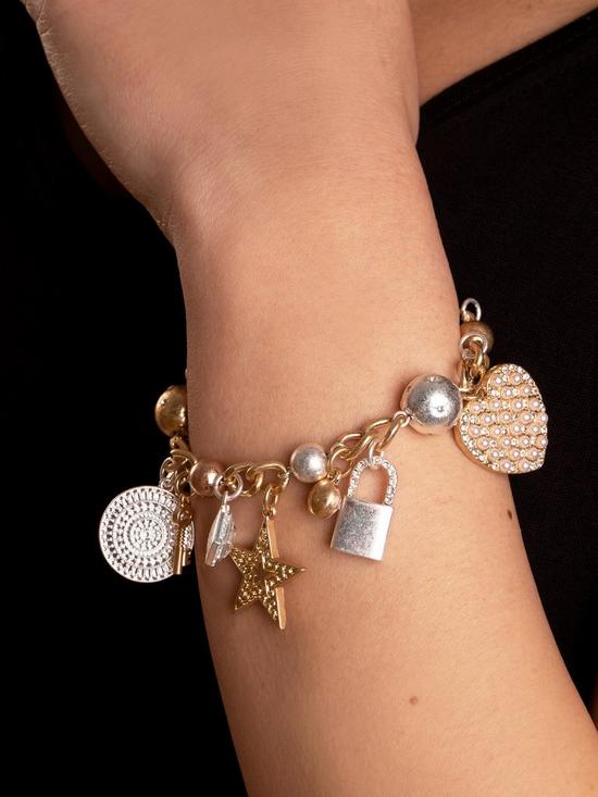 stillFront image of bibi-bijoux-gold-paveacute-heart-multi-charm-bracelet