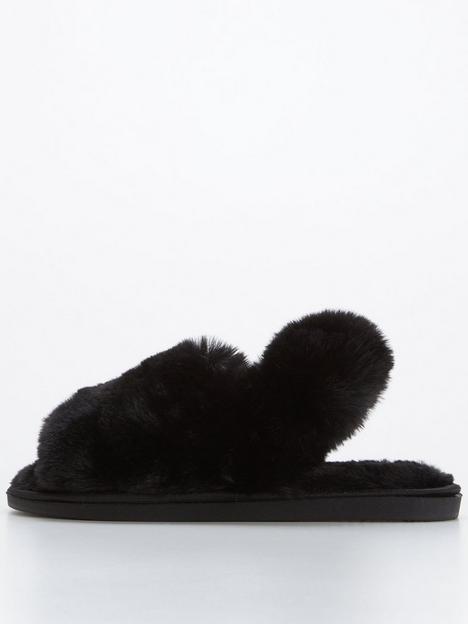 v-by-very-faux-fur-slingback-slipper-black