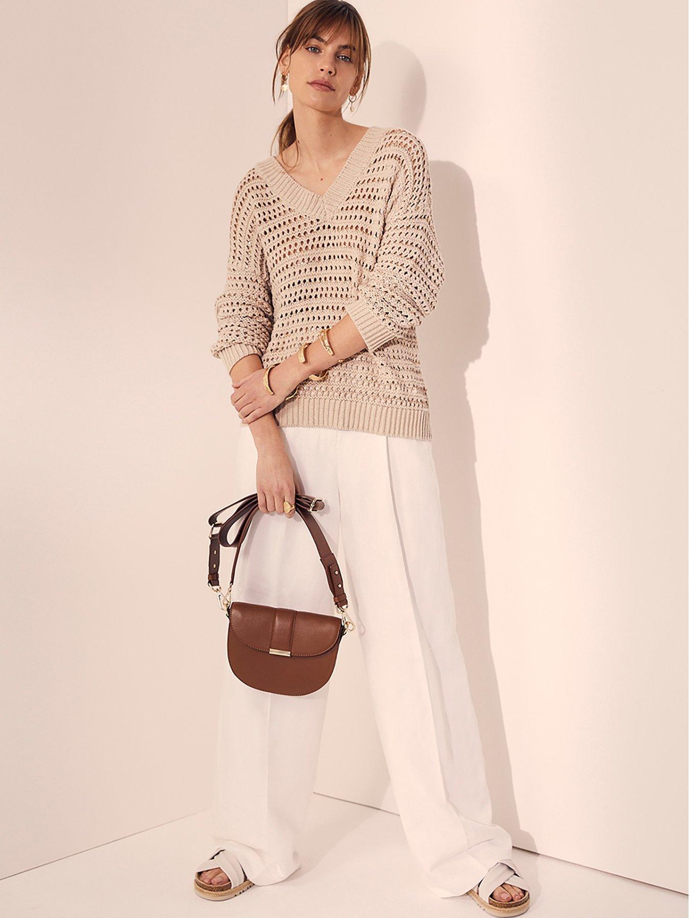 mint velvet beige funnel neck long jumper