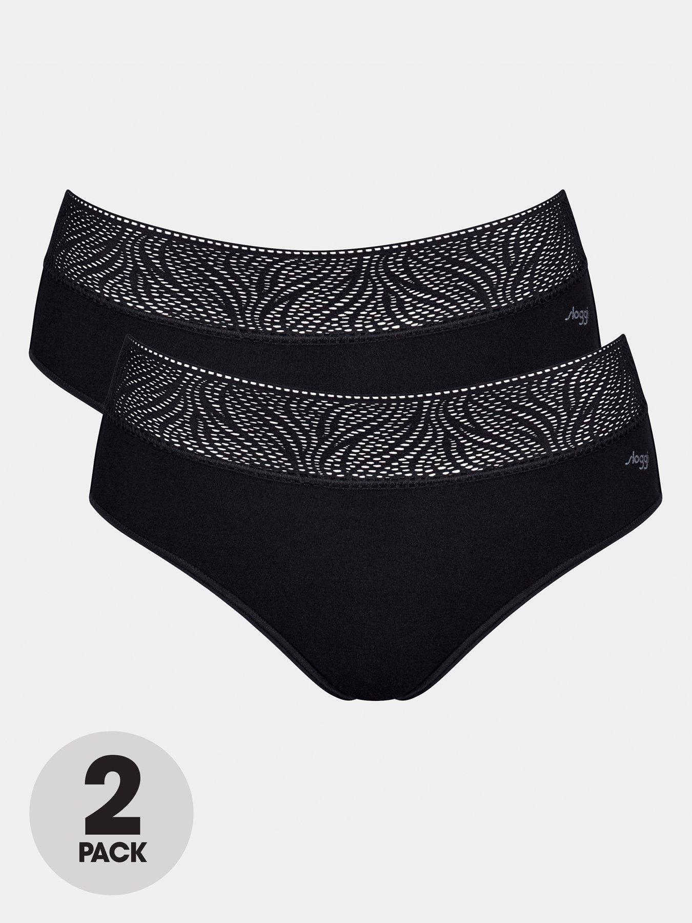 front image of sloggi-mid-rise-2-pack-hipster-medium-flow-period-pants-black