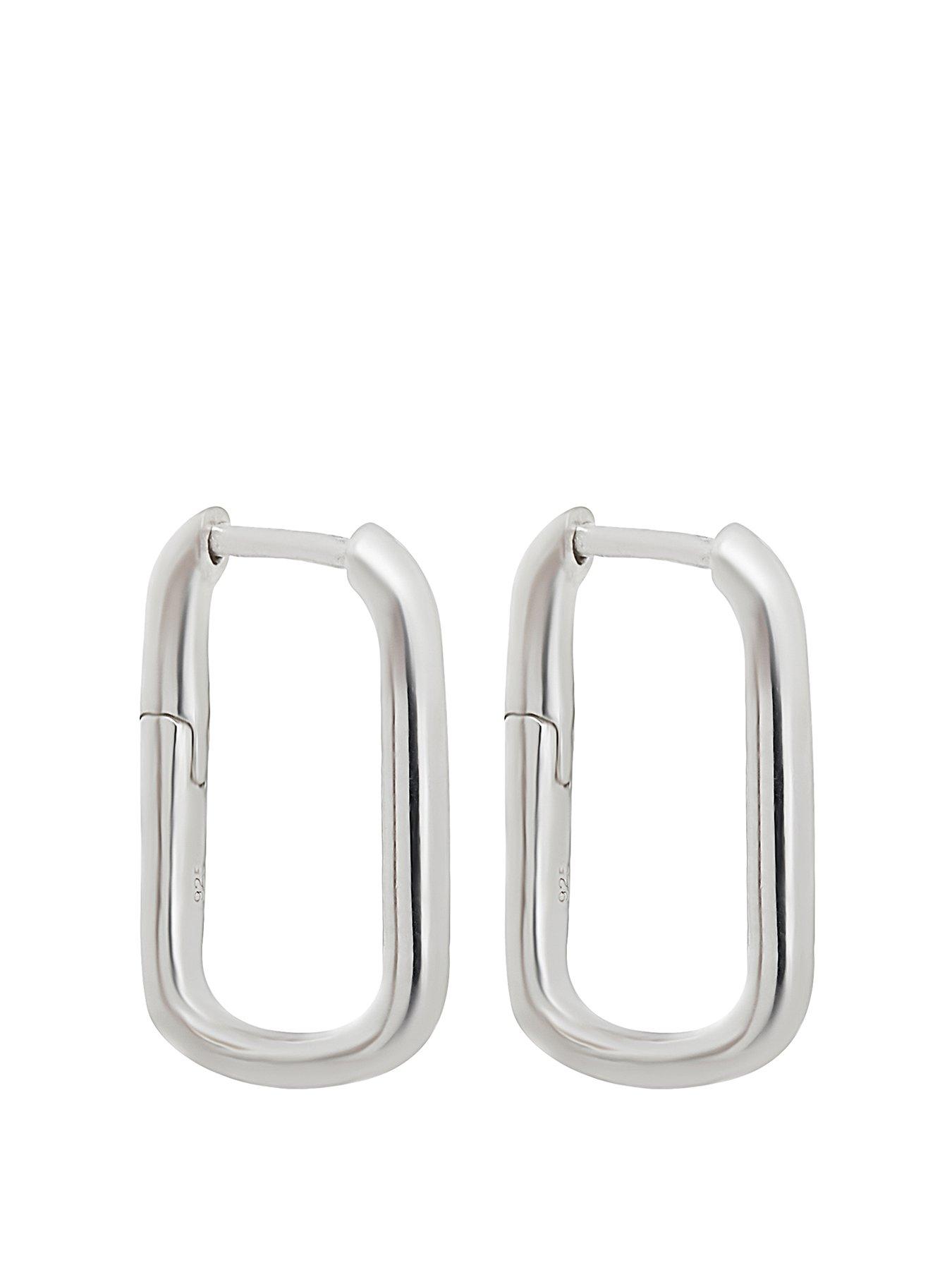 undefined Sterling Silver 925 Mini Rectangle Hoop Earring