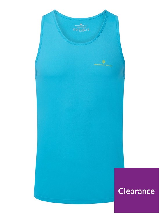 front image of ronhill-core-running-vest-cyan-blue