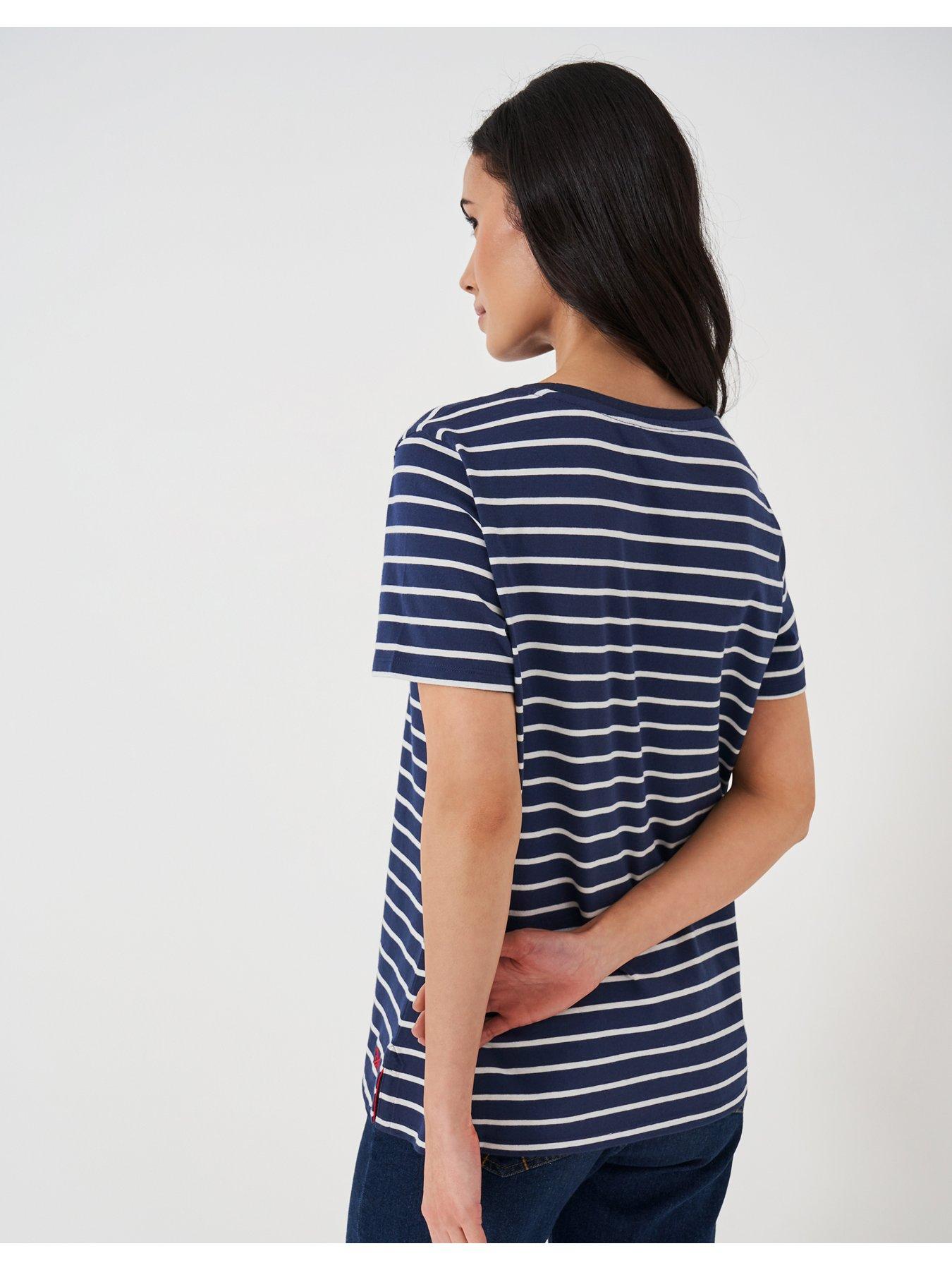Image 2 of 4 of Crew Clothing Breton Stripe T-shirt - Navy