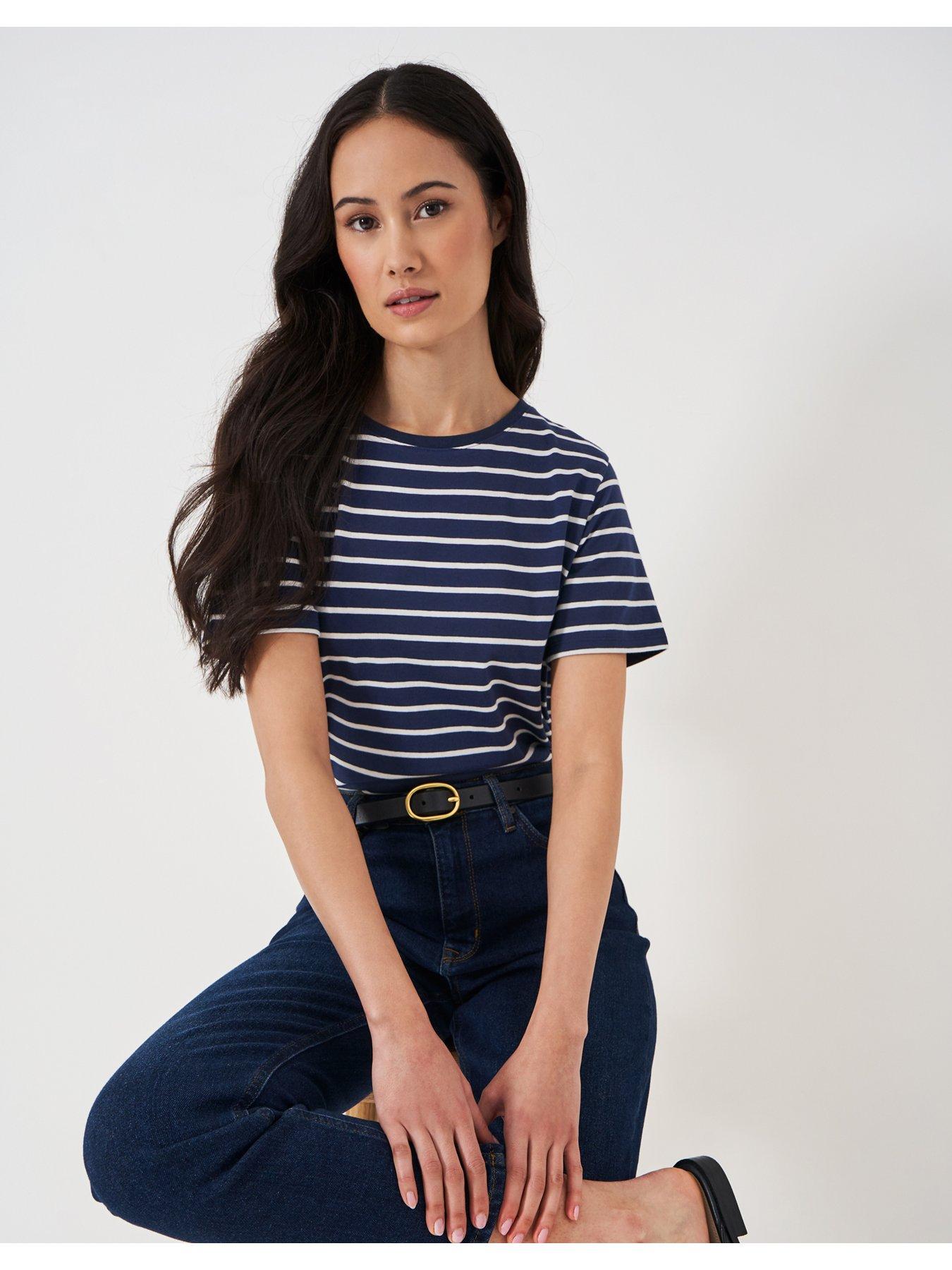 Image 4 of 4 of Crew Clothing Breton Stripe T-shirt - Navy