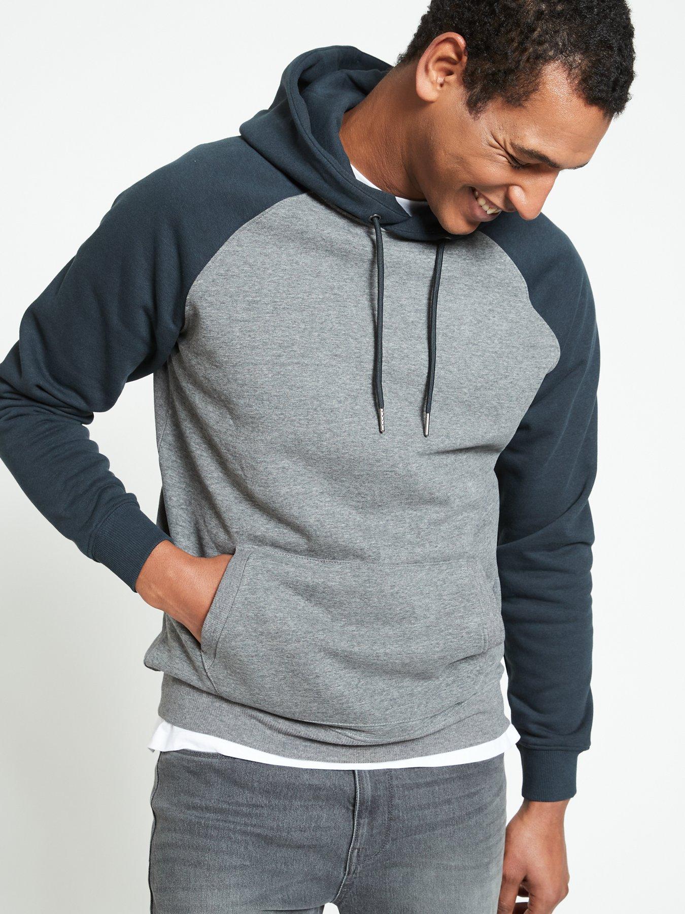  image of everyday-contrast-raglan-overhead-hoodie-navygrey